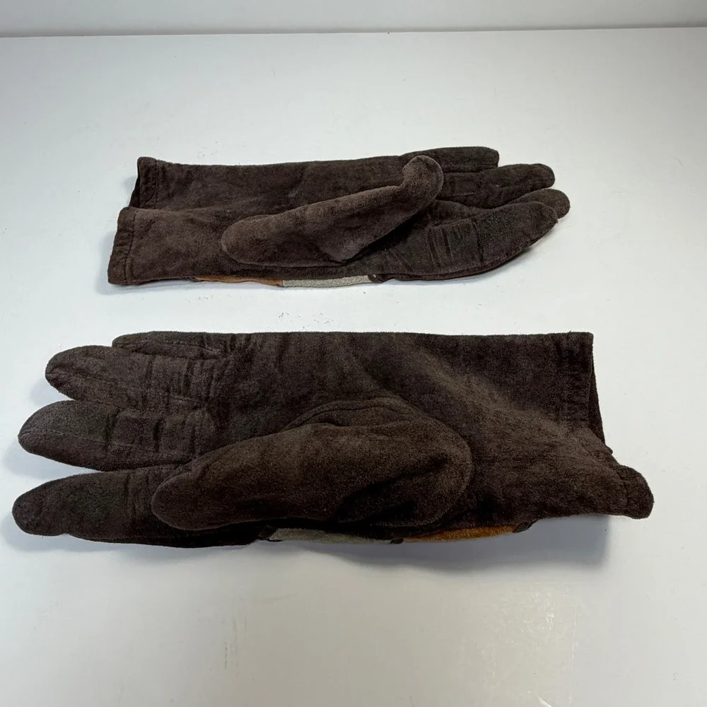 Vintage Faux Suede Gloves Orvis Womens One Size Patchwork Brown Boho Western